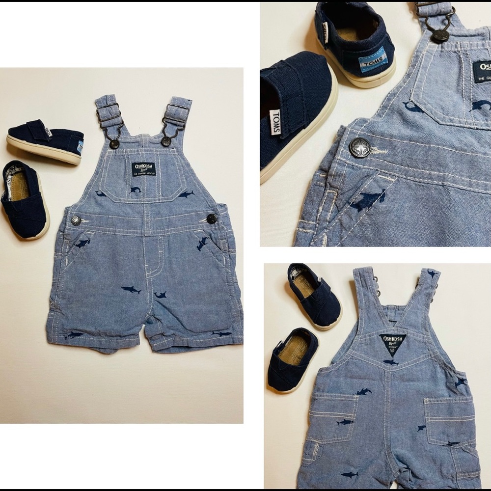 Oshkosh Shark denim Shortall & Toms slippers - Picture 2 of 5